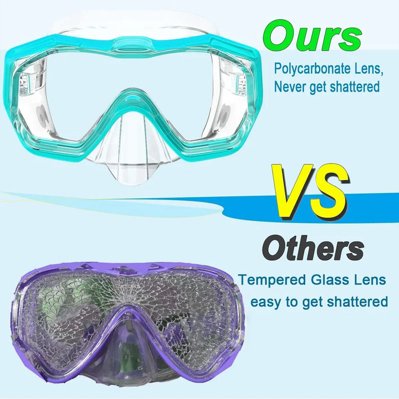 Snorkel Mask 3 Windows Panoramic Wide View HD Three-Lens Adjustable Scuba Snorkeling Swimming Diving for Adults and Kids