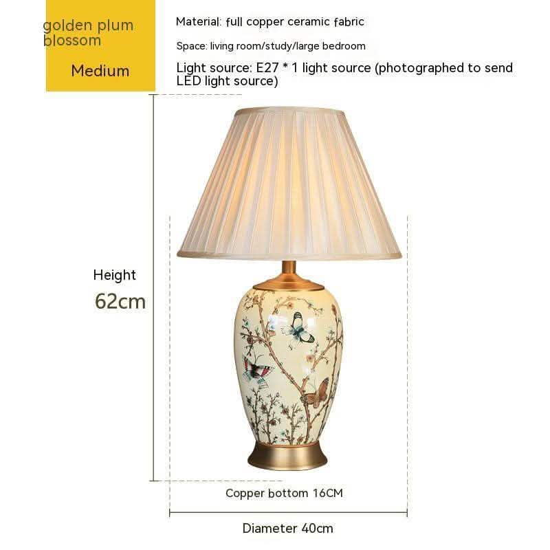 American Ceramic Table Lamp - European Bedroom Bedside Light - Vezir