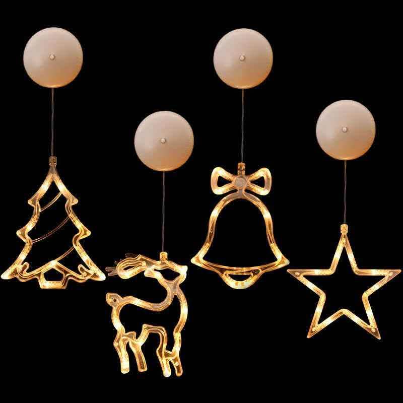 Christmas LED Suction Cup Lights - Holiday Window Decorations - Vezir