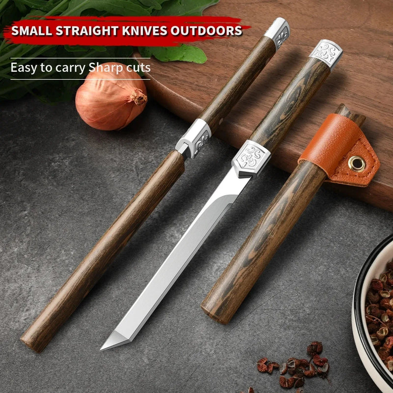 High Quality Fruit Knife Portable Pattern Steel Offce Knife Hand High Hardness Blade Meat Knife with Cover Knife Steak