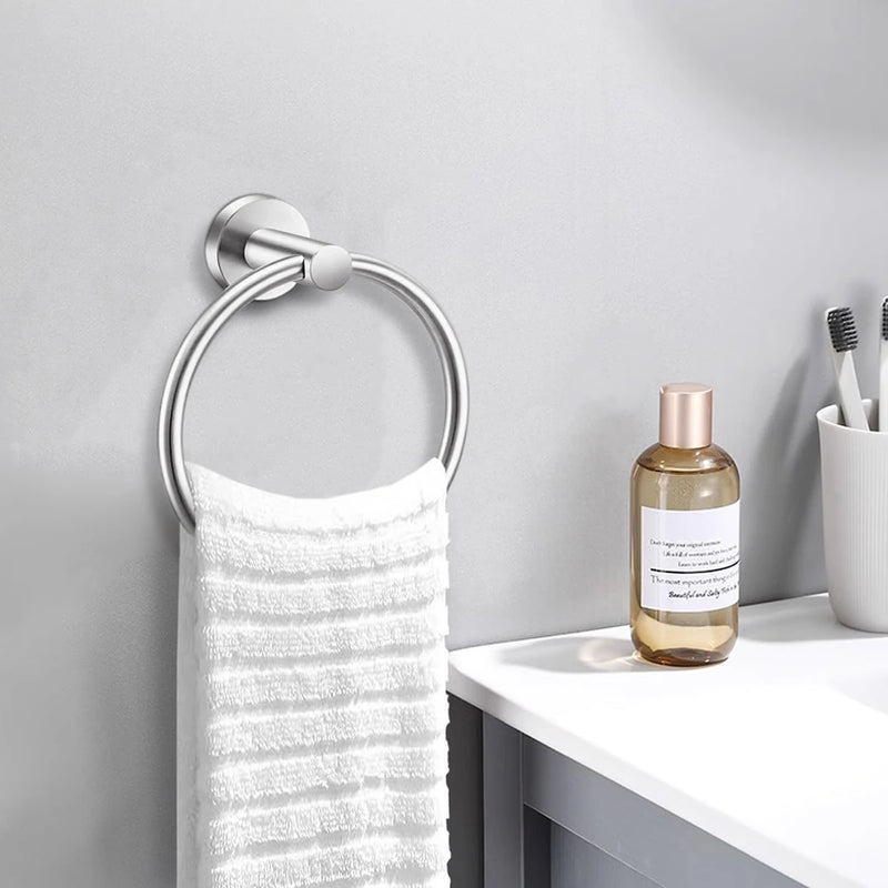 Bathroom Towel Ring Hardware Accessories Storage Holder 304 Stainless Steel Matte Black Hand Towel Holder round Towel Hanger