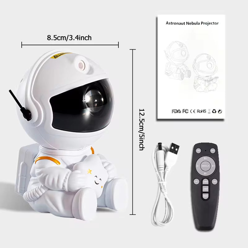 Star Projector Galaxy Night Light Astronaut Space Projector Starry Nebula Ceiling LED Lamp for Bedroom Home Decorative Kids Gift White A