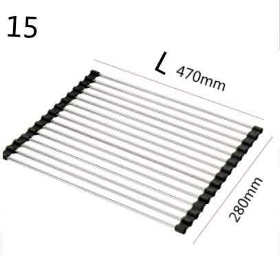 Folding Kitchen Drain Rack - Stainless Steel Sink Organizer - Vezir