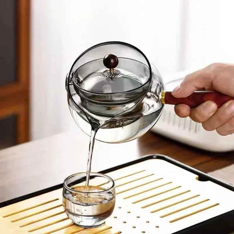 Glass Teapot with Infuser - Semi-Automatic Rotary Tea Maker - Vezir