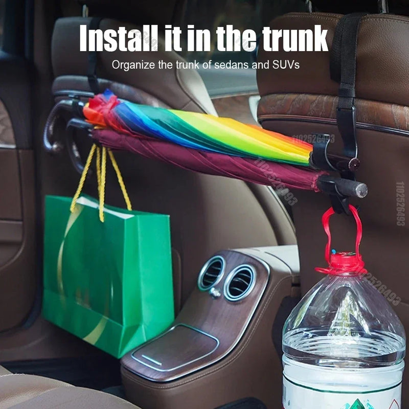 2Pcs Car Trunk Storage Hook for Bag Umbrella Fishing Rod Holder Universal Seat Back Organizer Bracket Interior Stowing Tidying