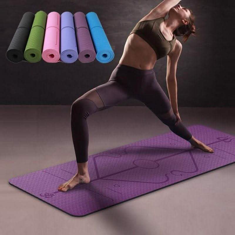 Non-Slip TPE Yoga Mat - Position Line Beginner Guide - Vezir