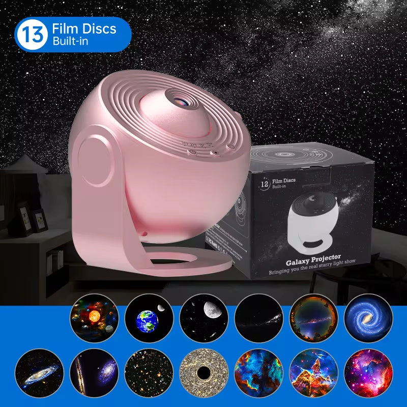 Night Light Galaxy Projector Starry Sky Projector 360° Rotate Planetarium Lamp for Kids Bedroom Valentines Day Gift Wedding Deco Rose Gold Usb Plug