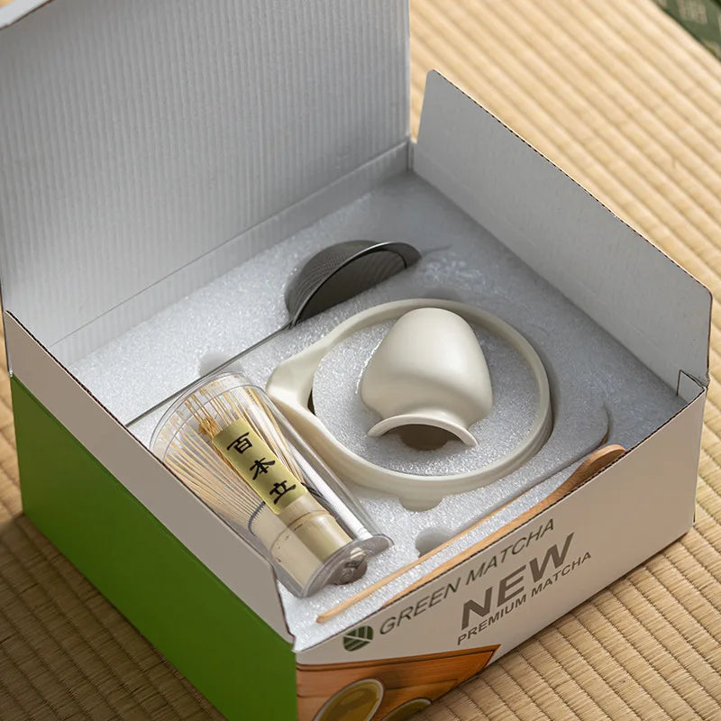 2025 Hot 8PCS Premium Matcha Tea Set Japanese Ceremonial Ceramic Bowl Whisk Gift Set Box Starter Kit Sustainable Eco-Friendly