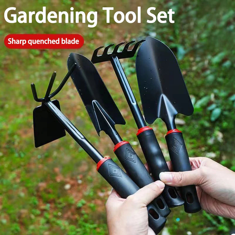 Alloy Steel Garden Tool Set – Tooth Rake, Trowel, Wide Shovel & Dual-Purpose Rake