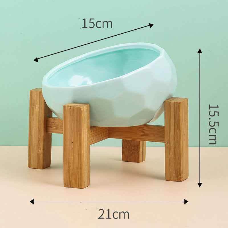 Ceramic Pet Bowl - Oblique Mouth Cat Dog Feeding Dish - Vezir
