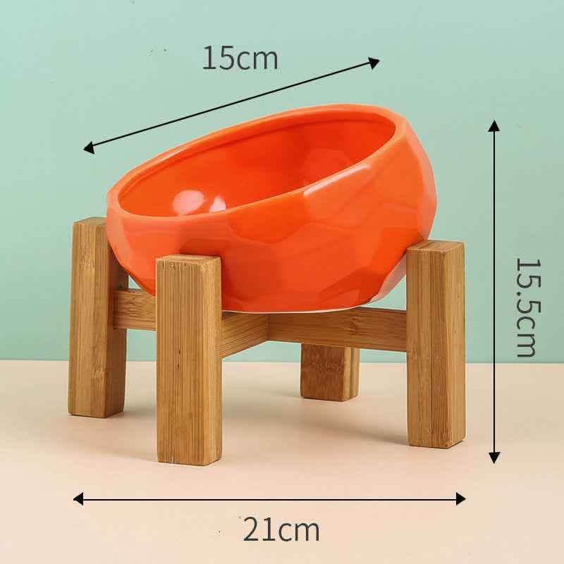 Ceramic Pet Bowl - Oblique Mouth Cat Dog Feeding Dish - Vezir