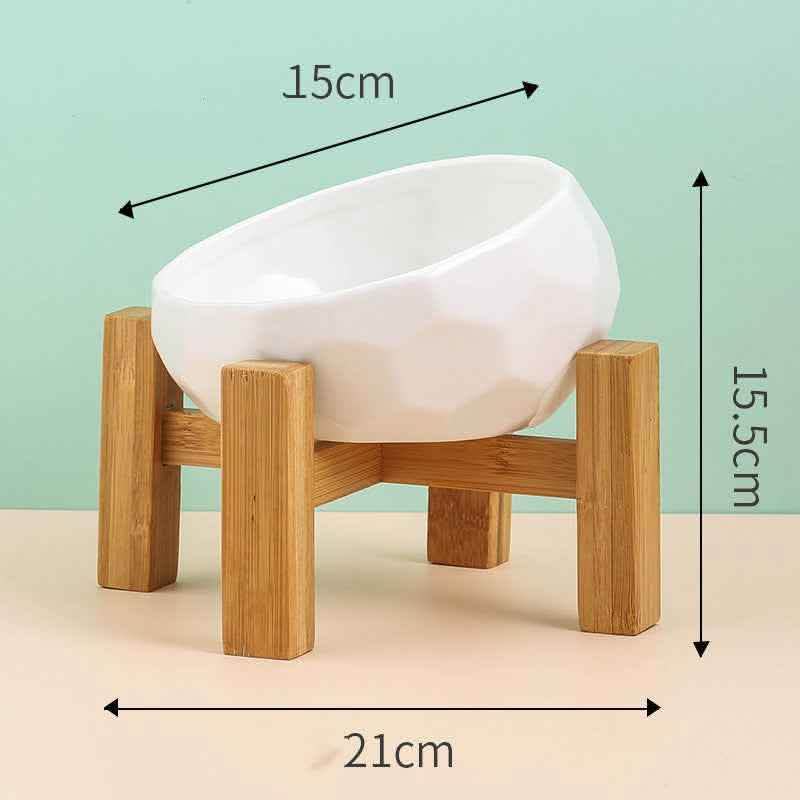 Ceramic Pet Bowl - Oblique Mouth Cat Dog Feeding Dish - Vezir