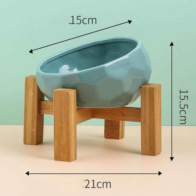 Ceramic Pet Bowl - Oblique Mouth Cat Dog Feeding Dish - Vezir