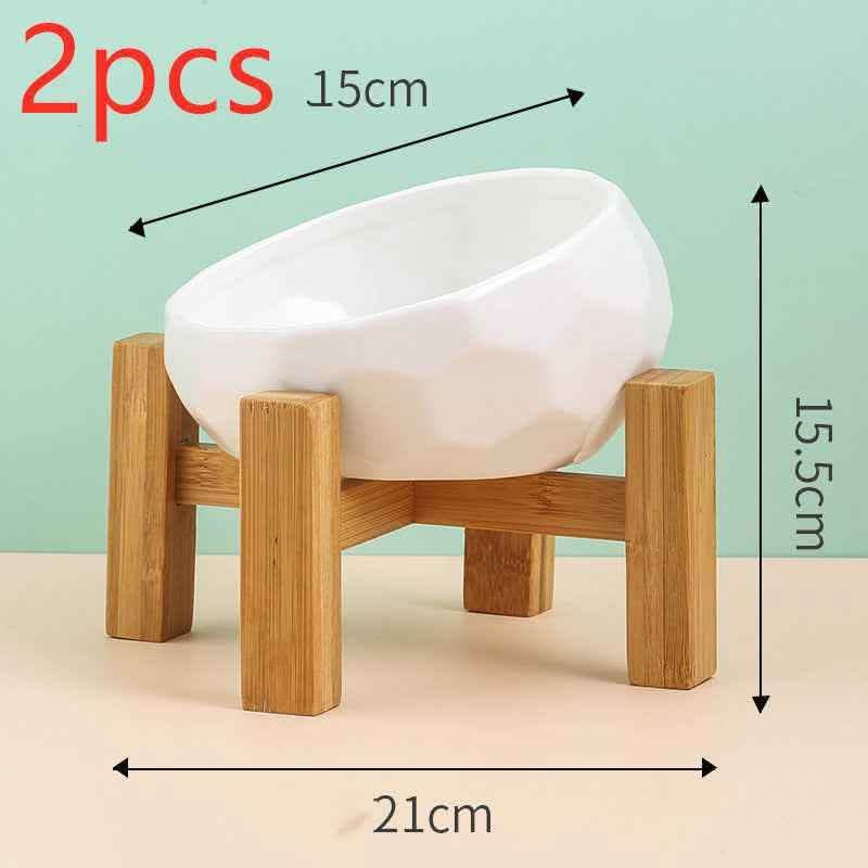 Ceramic Pet Bowl - Oblique Mouth Cat Dog Feeding Dish - Vezir