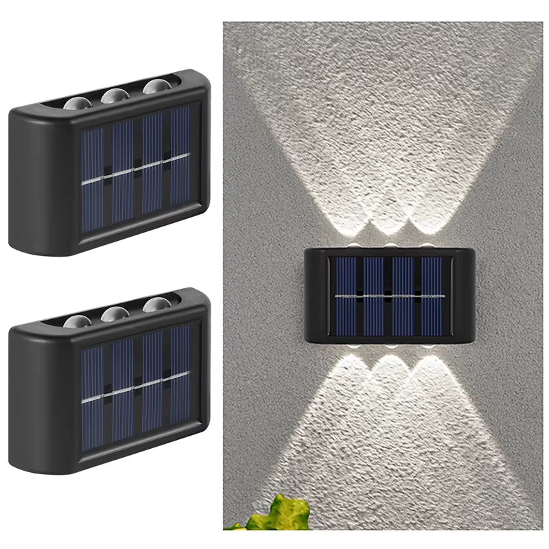 6LED Solar Lights, Outdoor Atmosphere Wall Lamp,Up and down Light Control for Garden Yard Street Balcony Terrace Camping Decor
