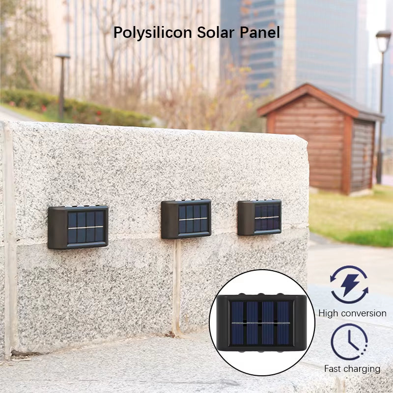 6LED Solar Lights, Outdoor Atmosphere Wall Lamp,Up and down Light Control for Garden Yard Street Balcony Terrace Camping Decor