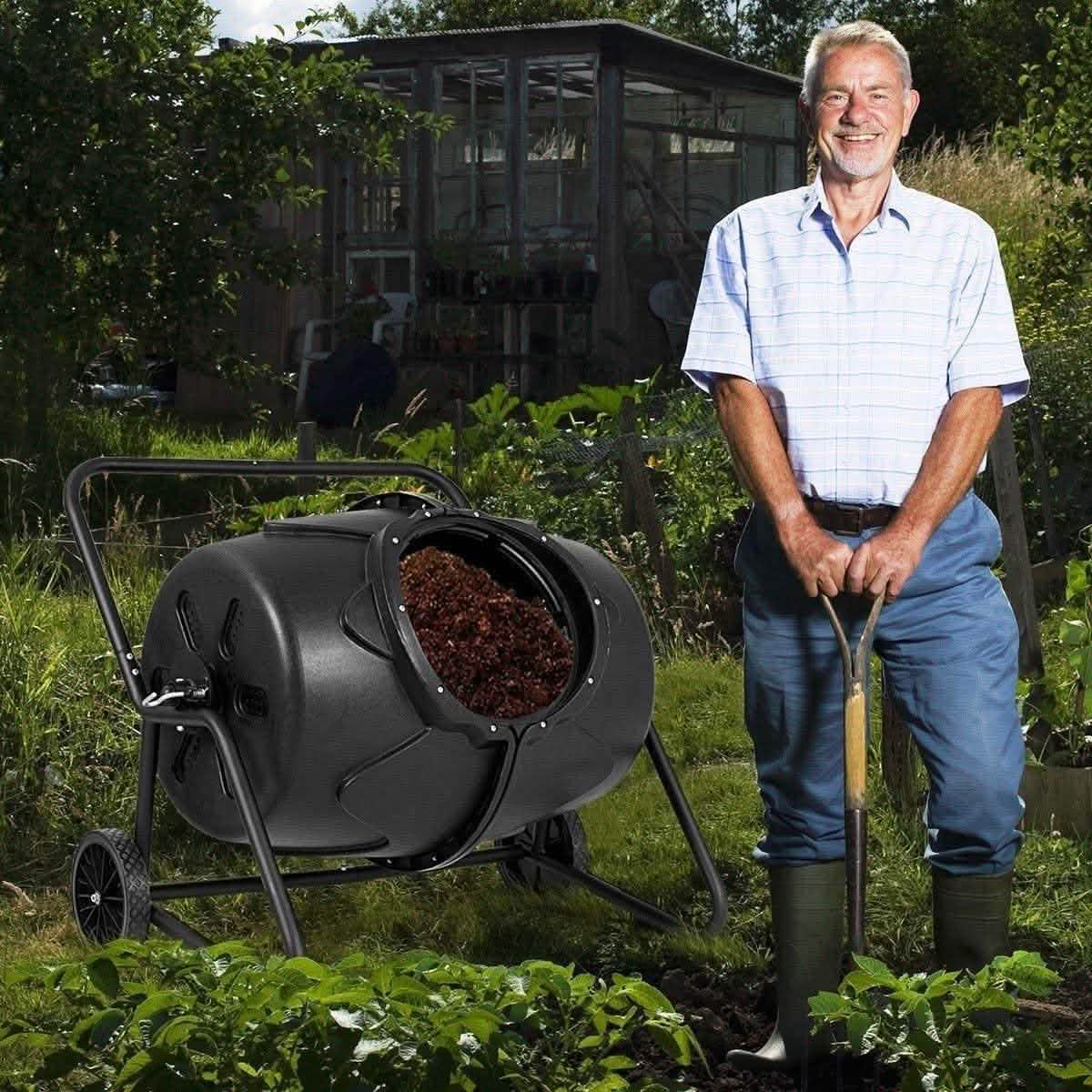 Rotary Compost Tumbler - Easy Turn Garden Composter - Vezir