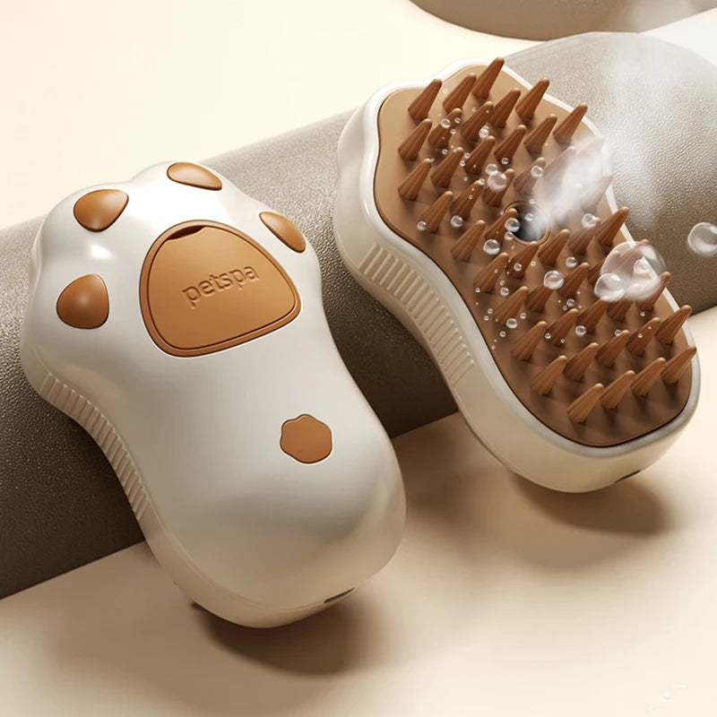 3 in 1 Steamy Pet Dog Brush Cat Steam Brush Electric Spray Cat Hair Brush Comb Massage Pet Grooming Tool Loose Hair Supplies Kaki