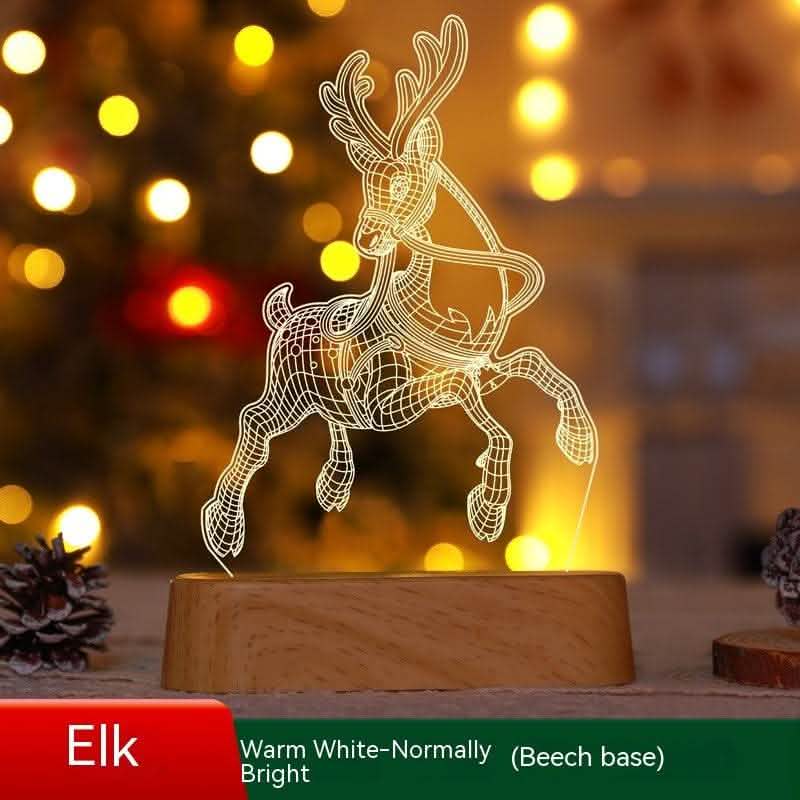 3D Christmas LED Night Light - Acrylic Holiday Decoration Lamp - Vezir