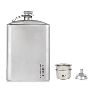 Lixada 260Ml Leakproof Titanium Flask Alcohol Whisky Wine Flask with Cup Set Good for Outdoor Camping Backpacking Travel Picnic