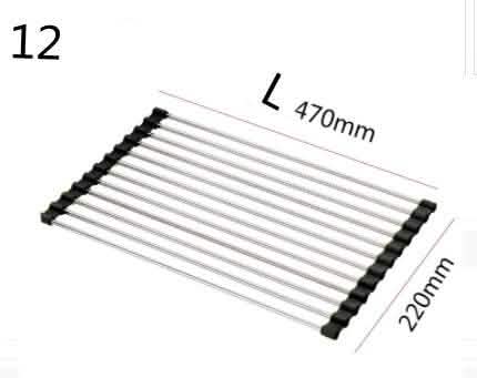 Folding Kitchen Drain Rack - Stainless Steel Sink Organizer - Vezir