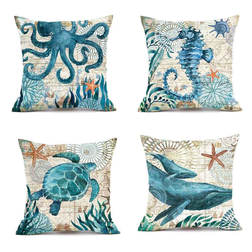 Sea Turtle Cushion Covers - Printed Throw Pillow Cases - Vezir