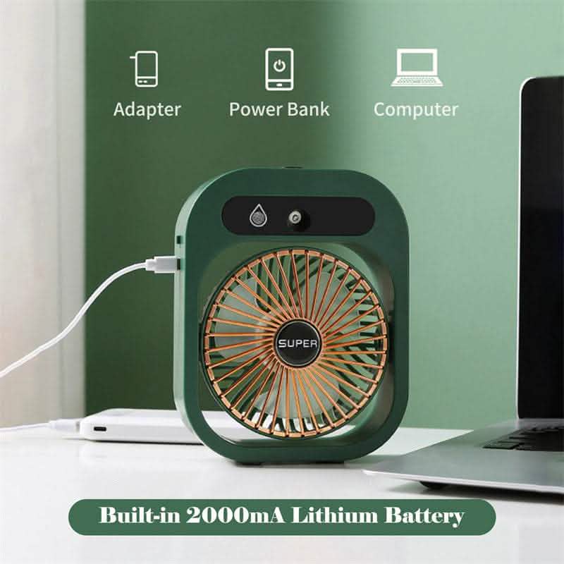USB Rechargeable Misting Fan - 3-Speed Air Cooler Humidifier - Vezir
