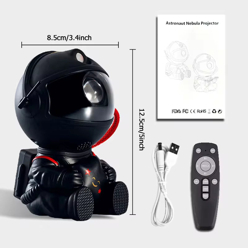 Star Projector Galaxy Night Light Astronaut Space Projector Starry Nebula Ceiling LED Lamp for Bedroom Home Decorative Kids Gift Black A