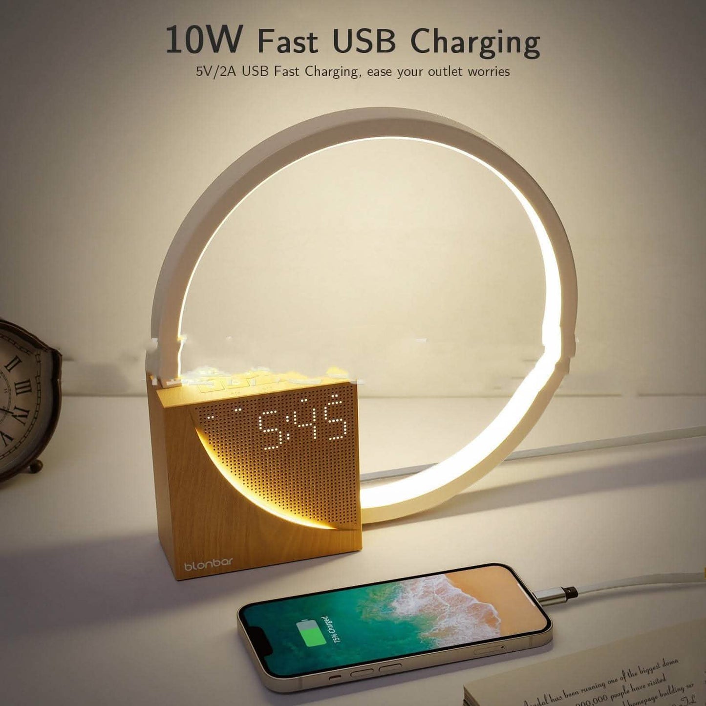 Touch Control Bedside Lamp - Natural Sounds Alarm Clock - Vezir