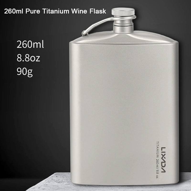 Lixada 260Ml Leakproof Titanium Flask Alcohol Whisky Wine Flask with Cup Set Good for Outdoor Camping Backpacking Travel Picnic