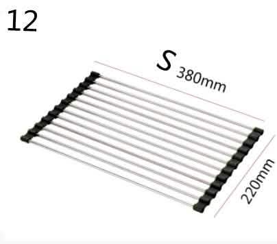 Folding Kitchen Drain Rack - Stainless Steel Sink Organizer - Vezir