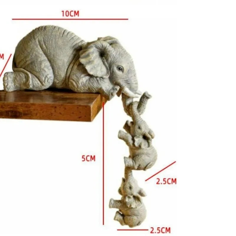 3 Pcs/Set Cute Elephant Hug Baby Doll Resin Handicraft Decoration Home Decor Gift Decorative Figurines Miniatures Accessories