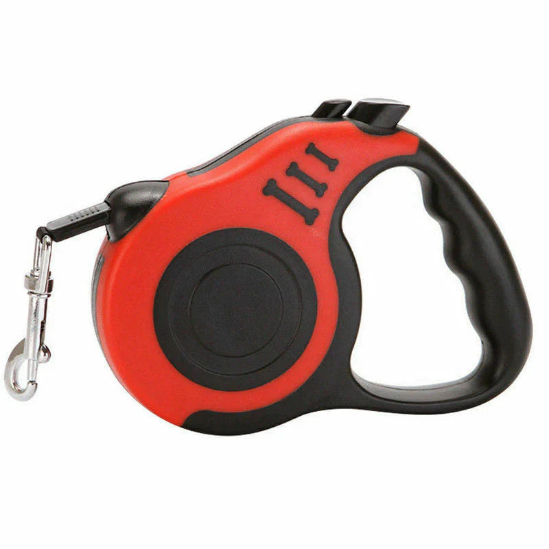 Automatic Retractable Dog Leash - Dual Size Options with Brake & Lock Safety System Red