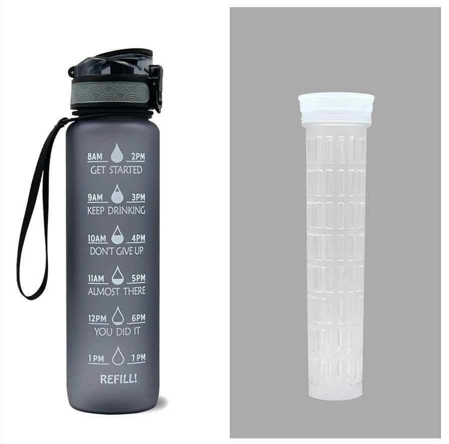 1L Tritan Water Bottle - Time Marker Motivational Sports Cup - Vezir