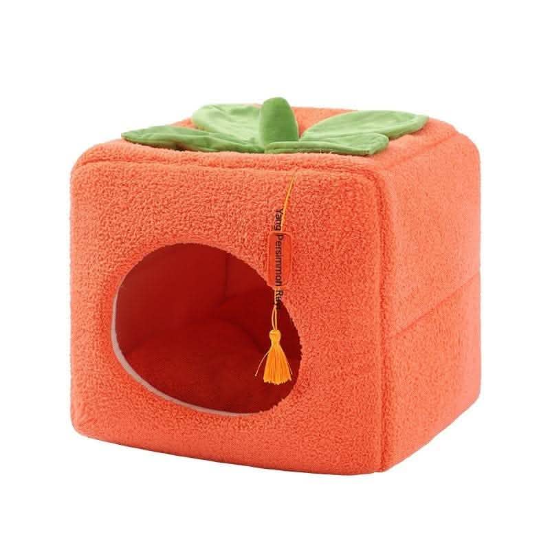 Lucky Persimmon Pet Nest - Festive Gift Box Cat House - Vezir