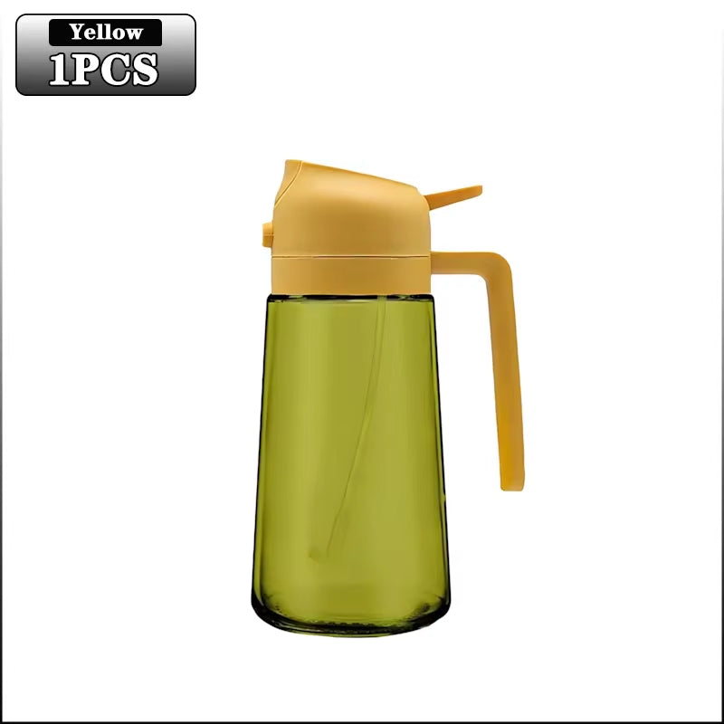 2-In-1 Dark Glass Oil Sprayer Olive Oil Dispenser Black Lightproof Oil Sprayer for Cooking Salads and Barbecues Barbecue Tools Yellow