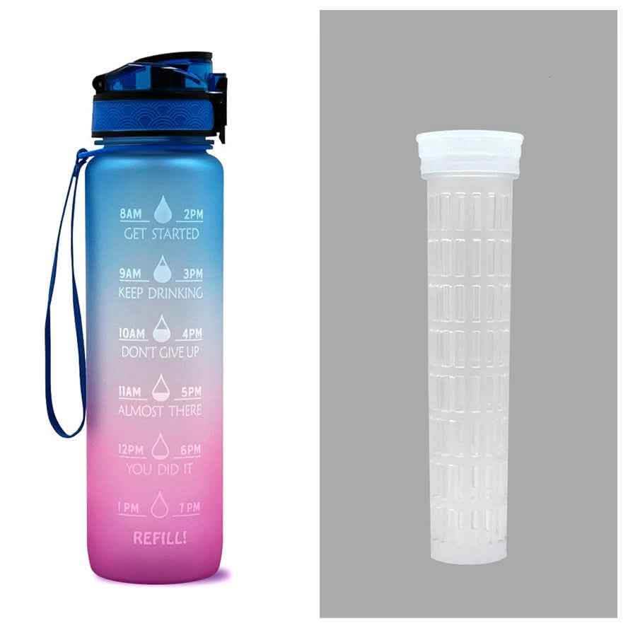 1L Tritan Water Bottle - Time Marker Motivational Sports Cup - Vezir