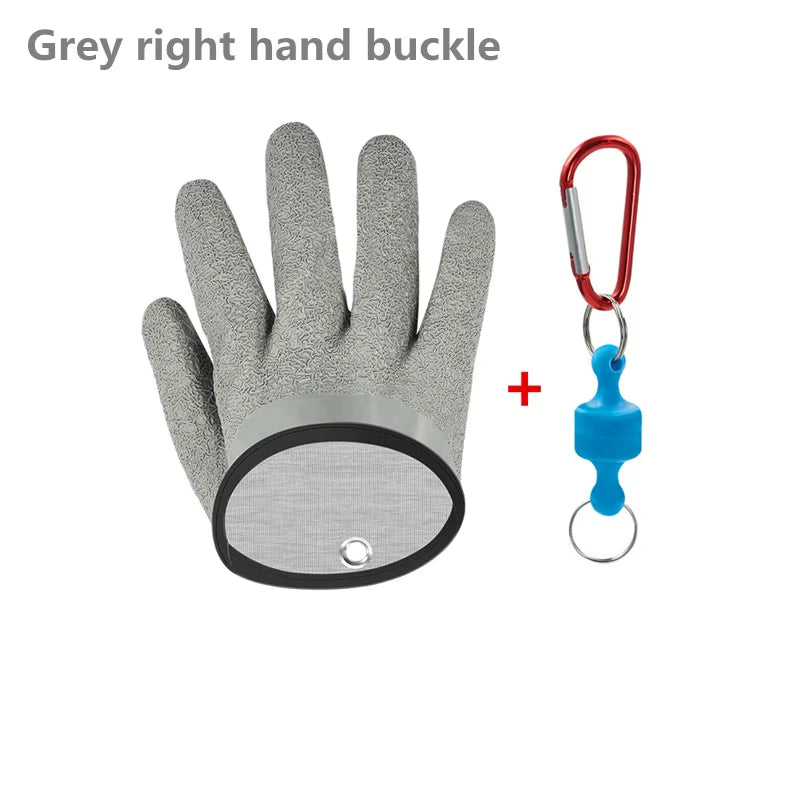 Fishing Gloves Catch Fish Anti-Slip Durabl Knit Full Finger Waterproof Work Cutproof Glove Clasp Left Right Apparel Protect Hand