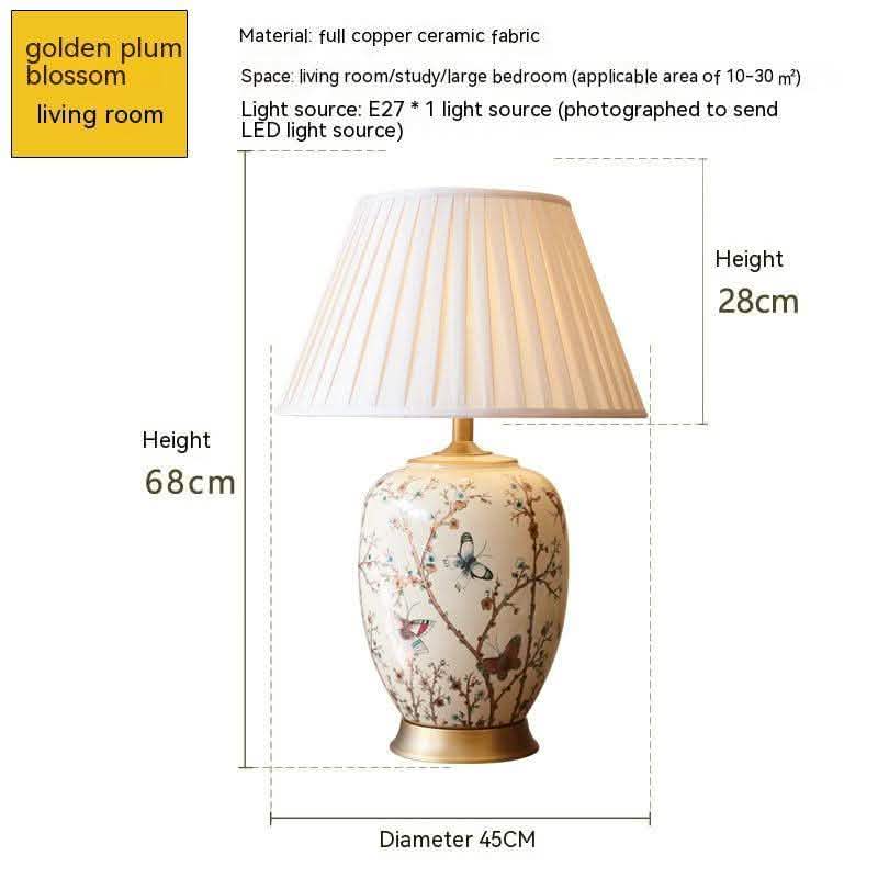 American Ceramic Table Lamp - European Bedroom Bedside Light - Vezir