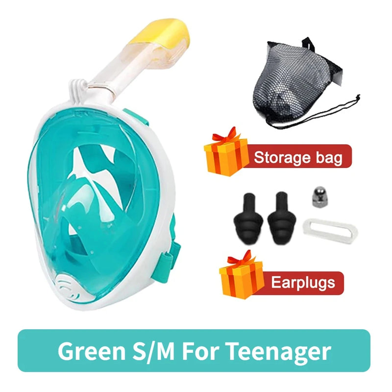 Underwater Scuba anti Fog Full Face Diving Mask Snorkeling Respiratory Masks Safe Waterproof Swimming Equipment for Adult Kids