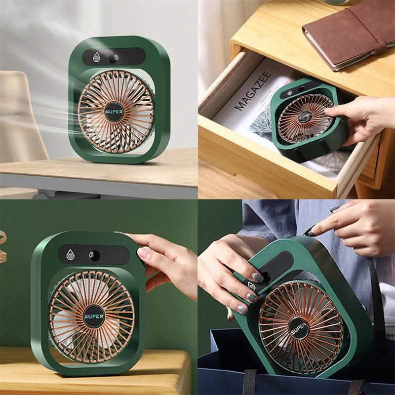 USB Rechargeable Misting Fan - 3-Speed Air Cooler Humidifier - Vezir