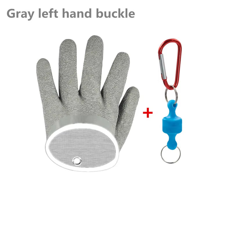 Fishing Gloves Catch Fish Anti-Slip Durabl Knit Full Finger Waterproof Work Cutproof Glove Clasp Left Right Apparel Protect Hand
