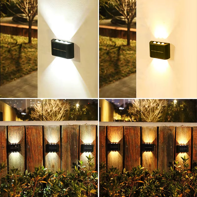 6LED Solar Lights, Outdoor Atmosphere Wall Lamp,Up and down Light Control for Garden Yard Street Balcony Terrace Camping Decor
