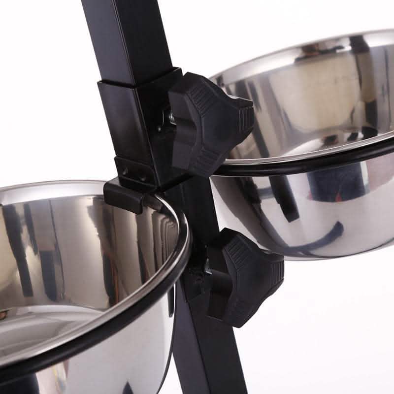 Adjustable Height Dog Bowl - Stainless Steel Elevated Feeder - Vezir