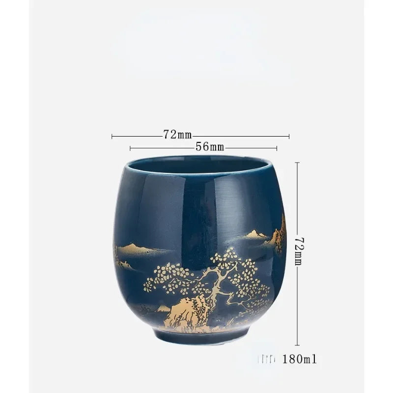 180Ml Japanese-Style Simple Master Mug Ceramic Tea Bowl Cup Household Jilan Simple Ceramic Large Teacup Tea Set for a Single Cup