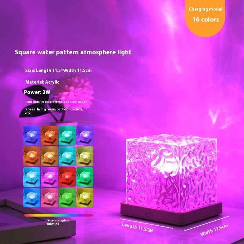 Elite LED Water Ripple Night Light - 16-Color USB Crystal Projector - Vezir