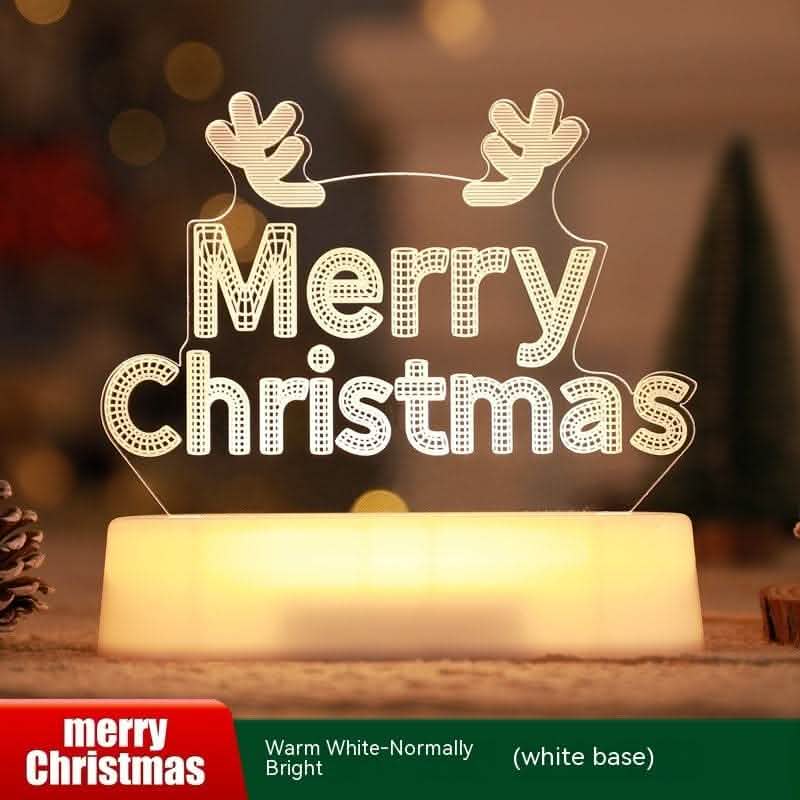 3D Christmas LED Night Light - Acrylic Holiday Decoration Lamp - Vezir