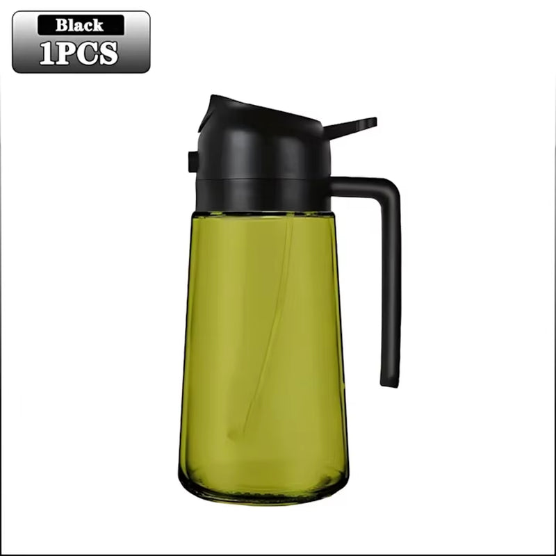 2-In-1 Dark Glass Oil Sprayer Olive Oil Dispenser Black Lightproof Oil Sprayer for Cooking Salads and Barbecues Barbecue Tools Black