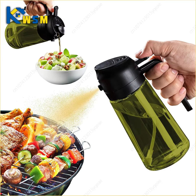 2-In-1 Dark Glass Oil Sprayer Olive Oil Dispenser Black Lightproof Oil Sprayer for Cooking Salads and Barbecues Barbecue Tools