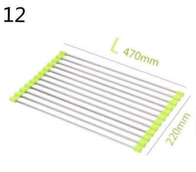 Folding Kitchen Drain Rack - Stainless Steel Sink Organizer - Vezir